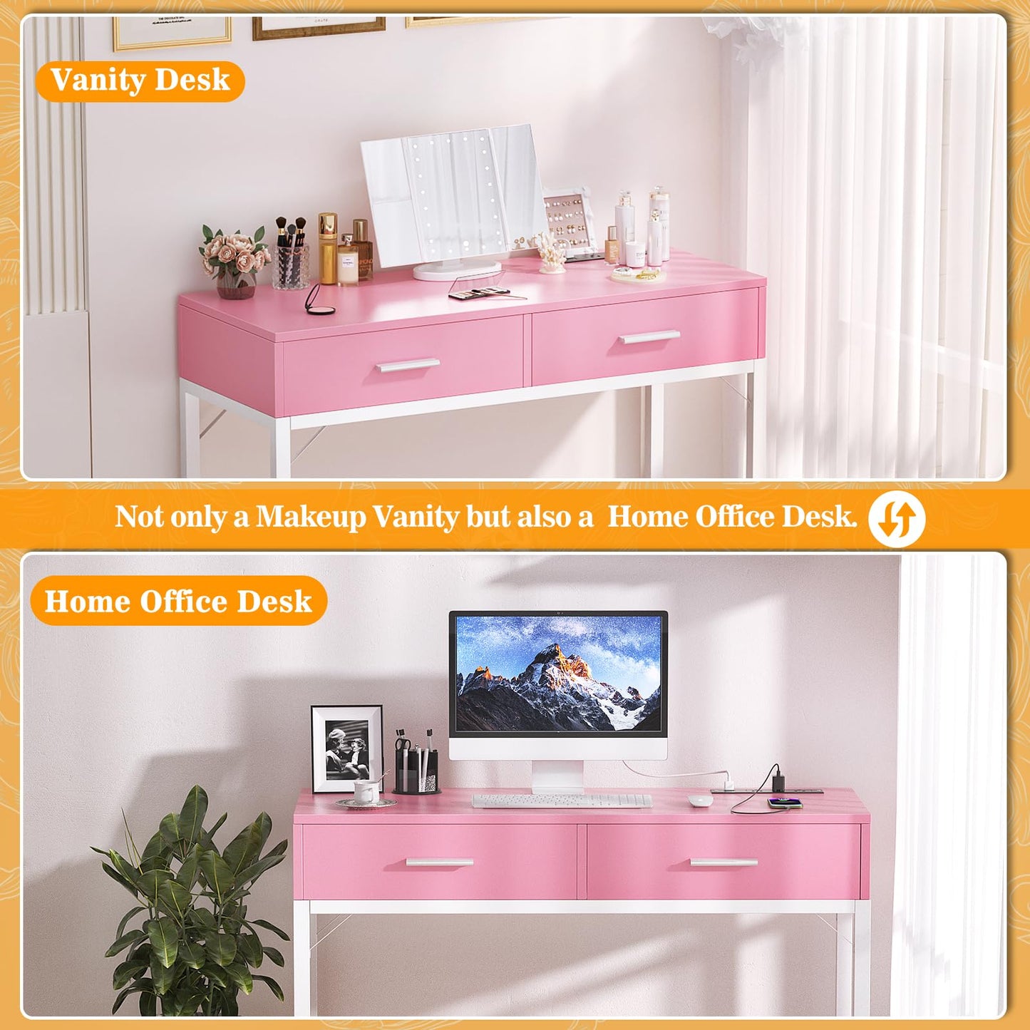 Cyclysio 36" Makeup Vanity Desk White