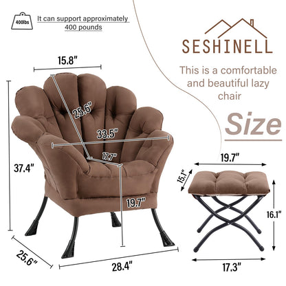 Butterfly Chair with Ottoman – Khaki Velvet