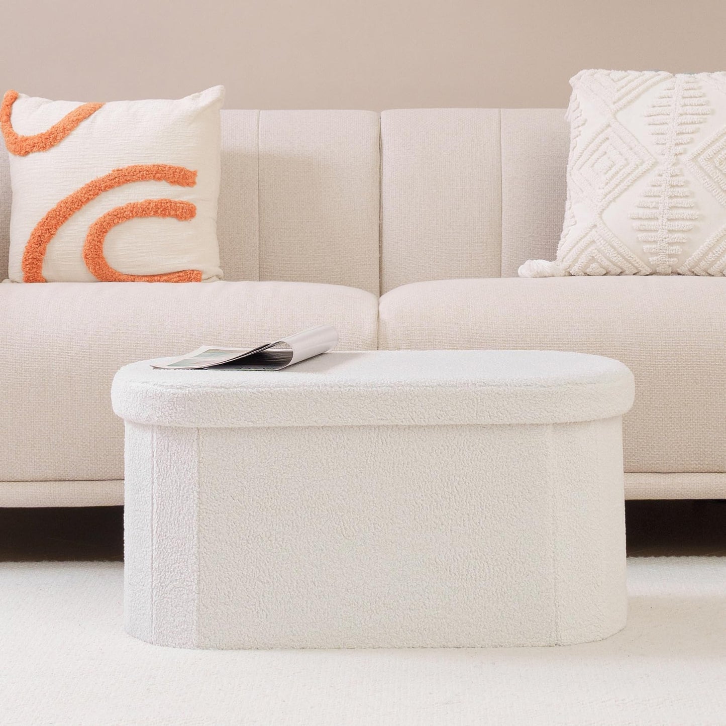 FSOBEIIALEO 43.3" Sherpa Storage Ottoman Bench