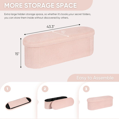 FSOBEIIALEO 43.3" Sherpa Storage Ottoman Bench