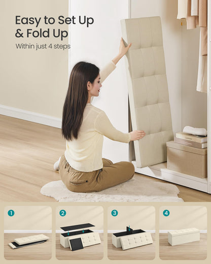 SONGMICS MAZIE 43" Folding Storage Ottoman Bench