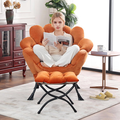 Butterfly Chair with Ottoman – Khaki Velvet
