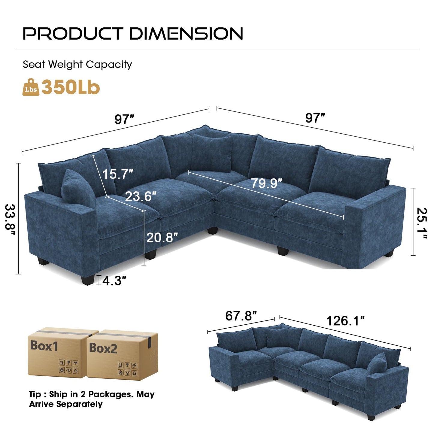 97" 5-Seater Modular Sofa – Beige
