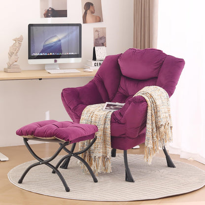 Tiita Velvet Lounge Chair with Ottoman
