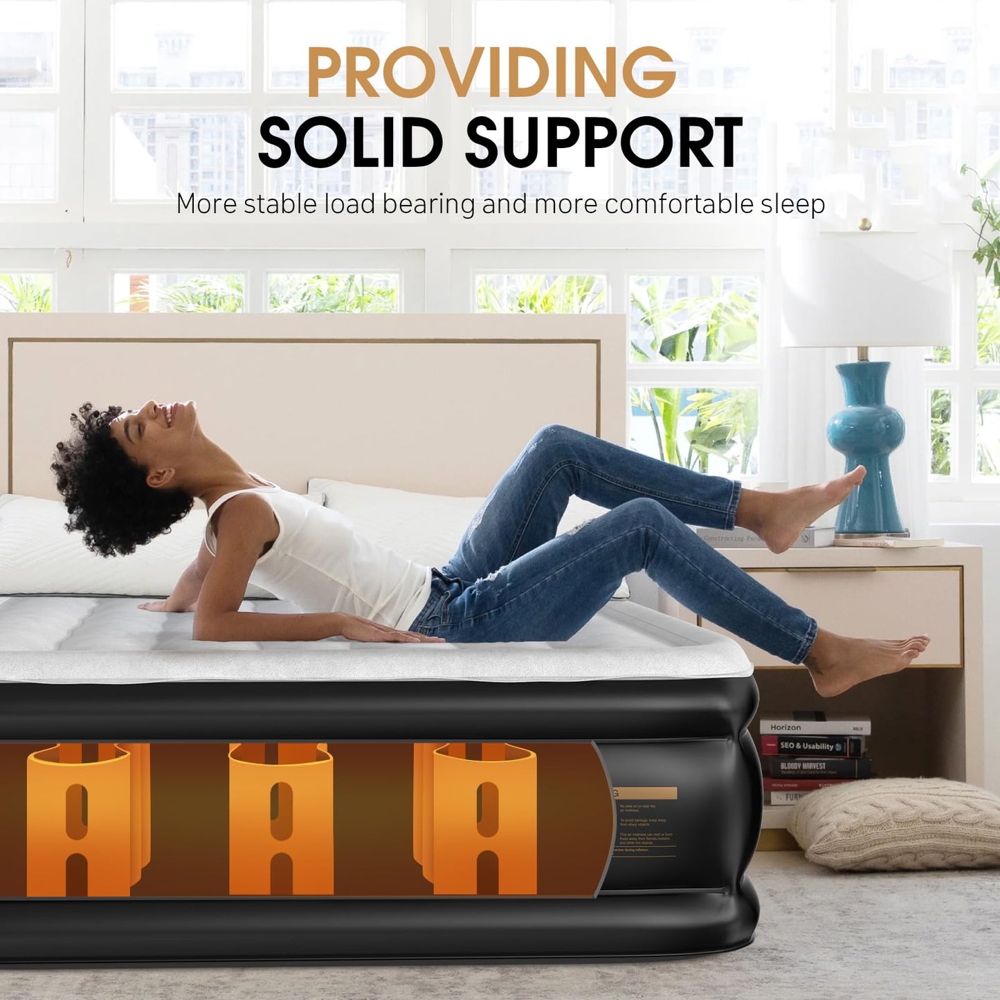 DIVON 18" Queen Air Mattress with Built-In Pump