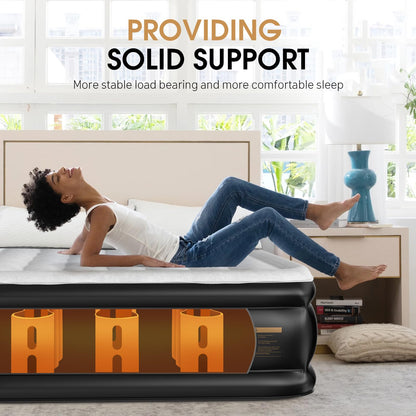 DIVON 18" Queen Air Mattress with Built-In Pump