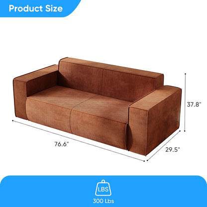 Mjkone 76" 3-Seater Brown Sofa