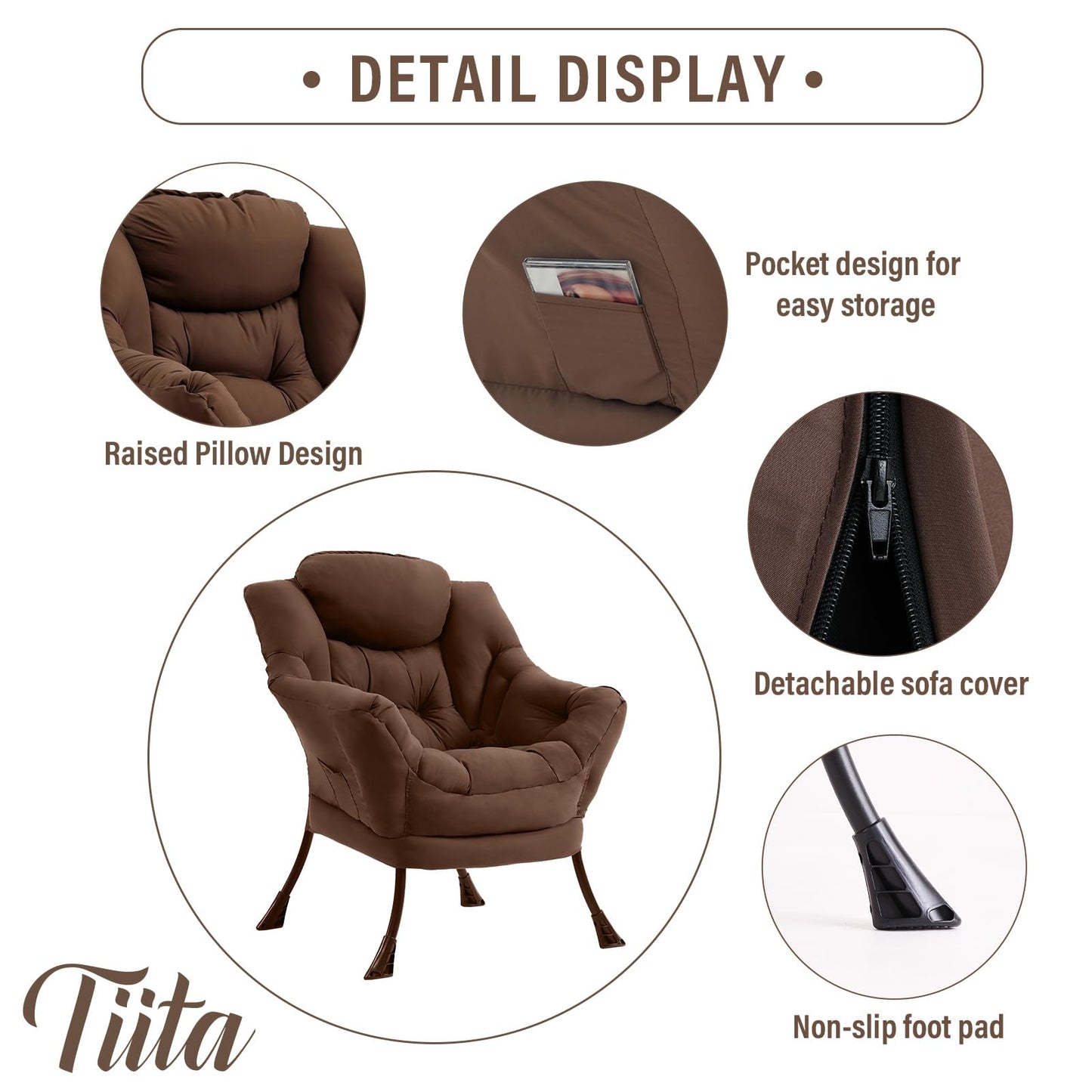 Tiita Velvet Lounge Chair with Ottoman