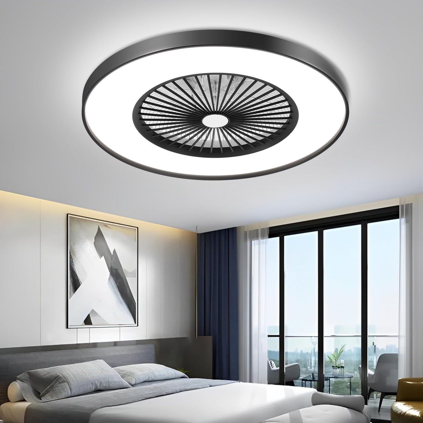 24" Bladeless LED Ceiling Fan – Black