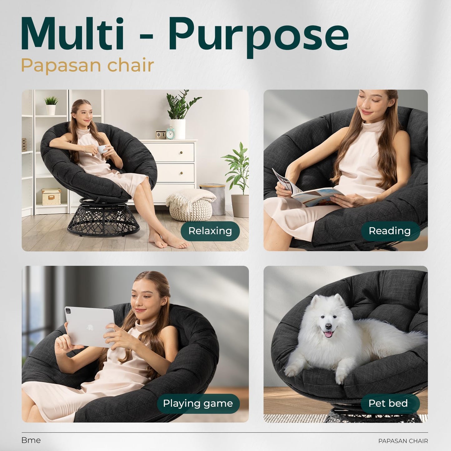 Bme 40" Papasan Swivel Chair