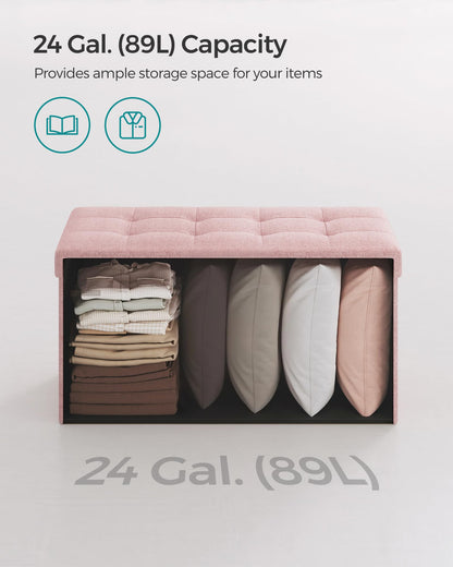 SONGMICS MAZIE 43" Folding Storage Ottoman Bench