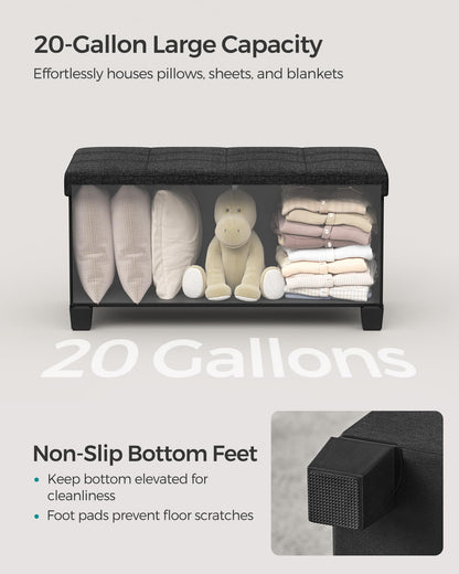 SONGMICS Foldable Storage Ottoman Bench, 15"x43"x15.7"