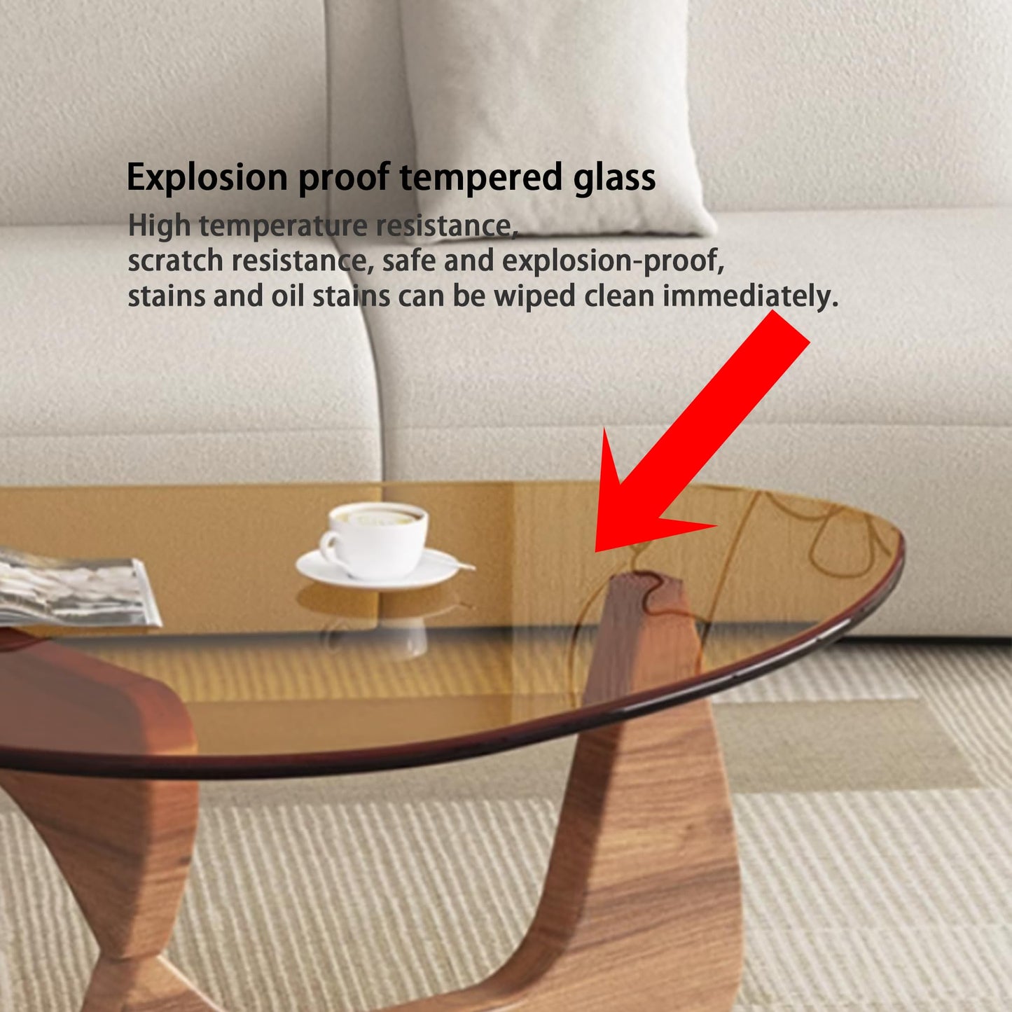 EASYSOUL 32" Glass Coffee Table