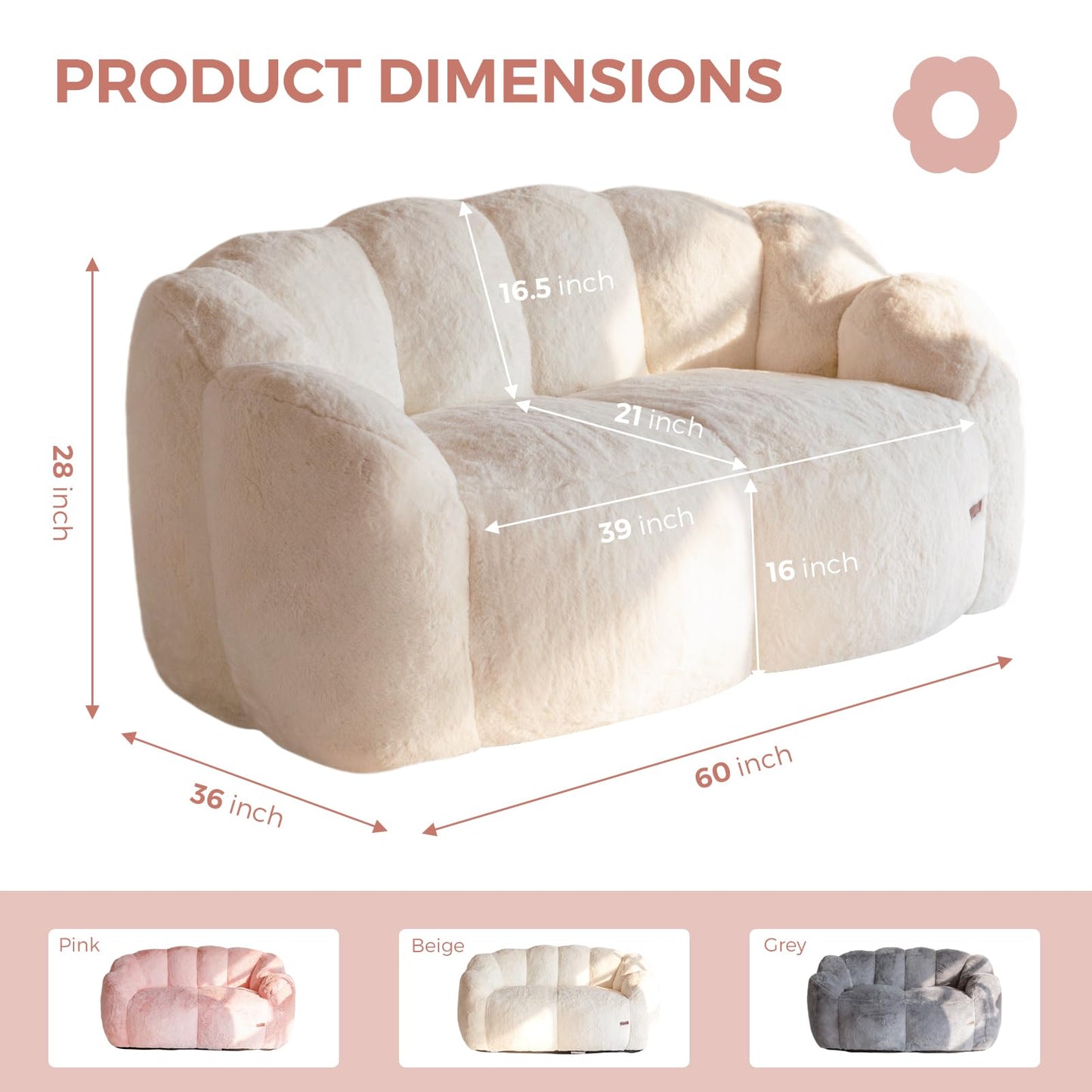 MAXYOYO Floral Bean Bag Chair – Beige