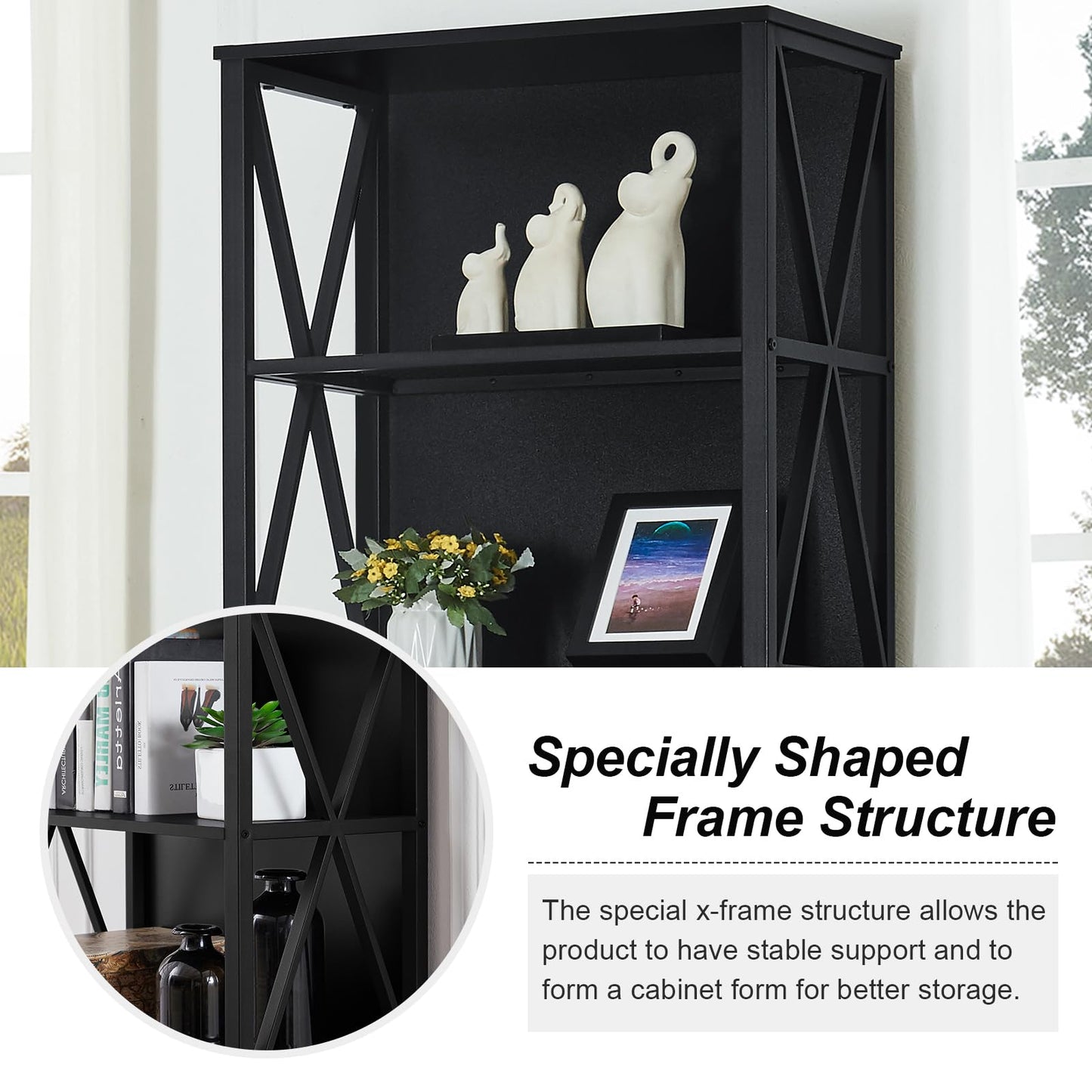 HOMISSUE 7-Tier Rustic Bookshelf