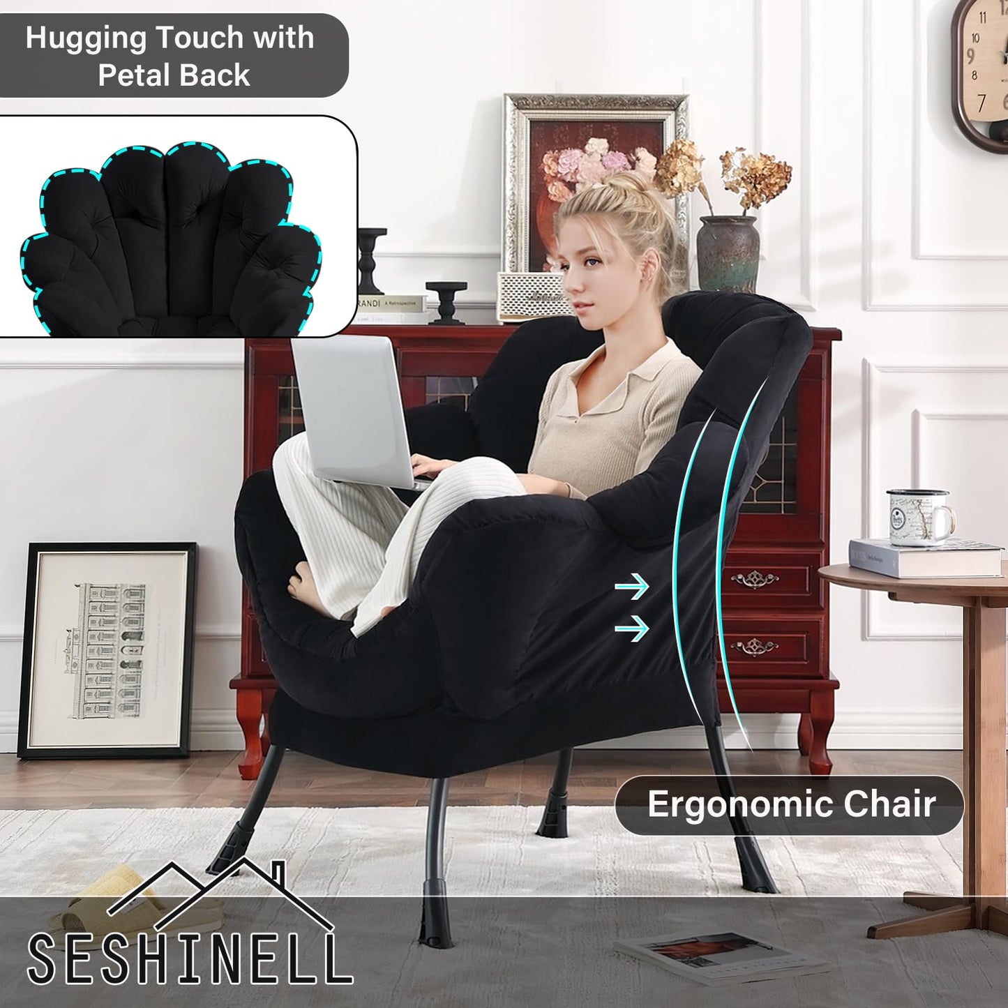 Butterfly Chair with Ottoman – Khaki Velvet