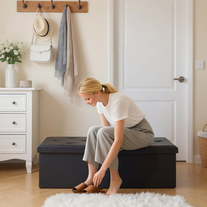 DUMOS 30" Foldable Storage Ottoman Bench