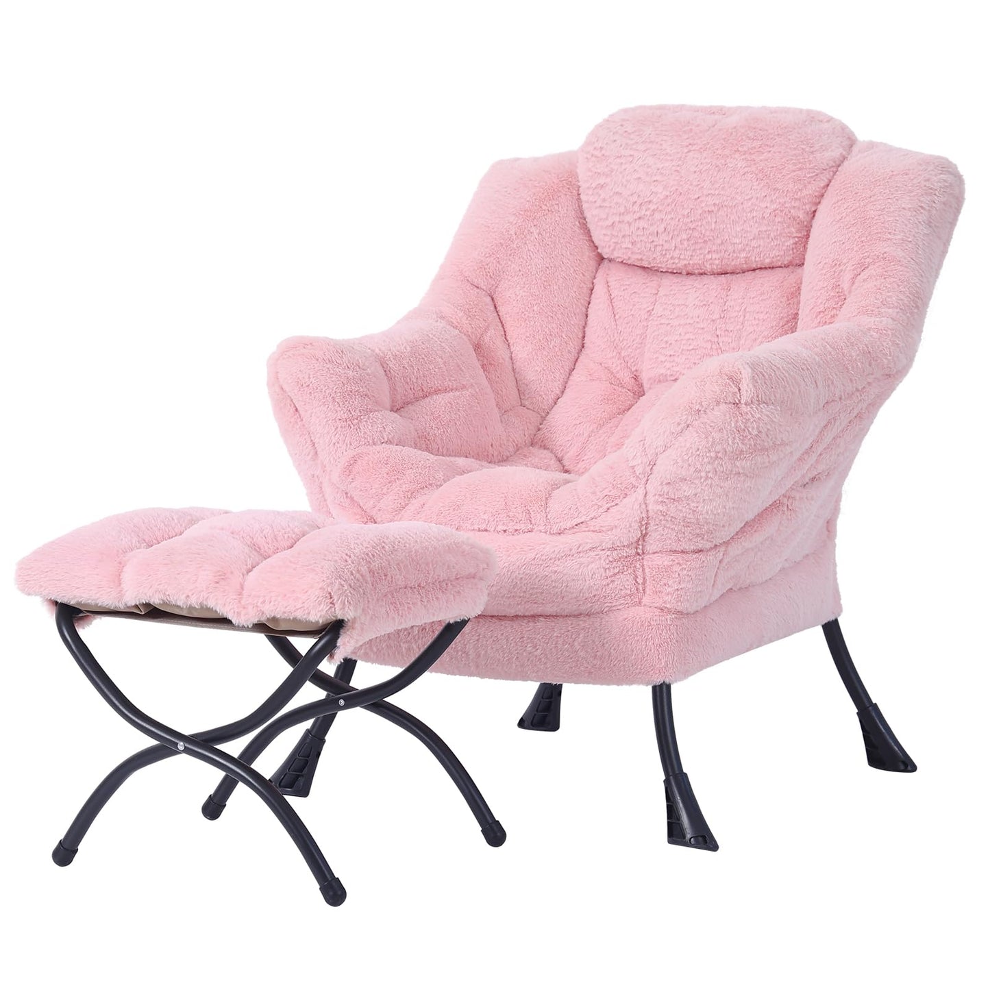 Tiita Velvet Lounge Chair with Ottoman