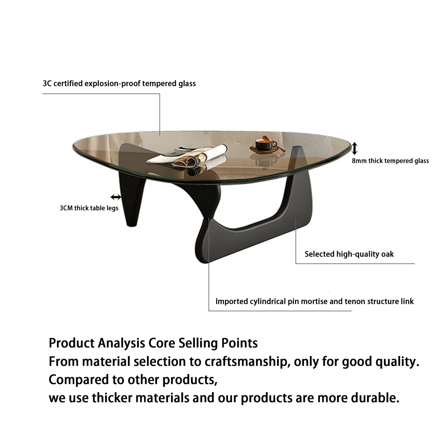 EASYSOUL 32" Glass Coffee Table