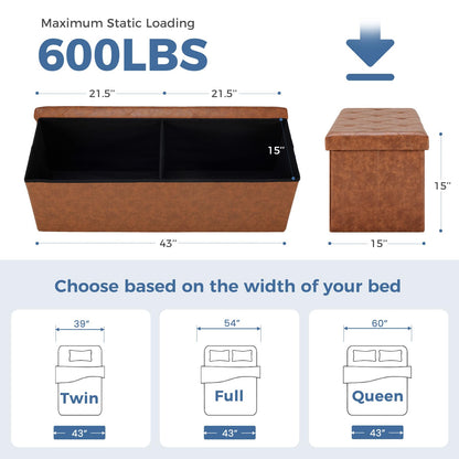 DUMOS 30" Foldable Storage Ottoman Bench