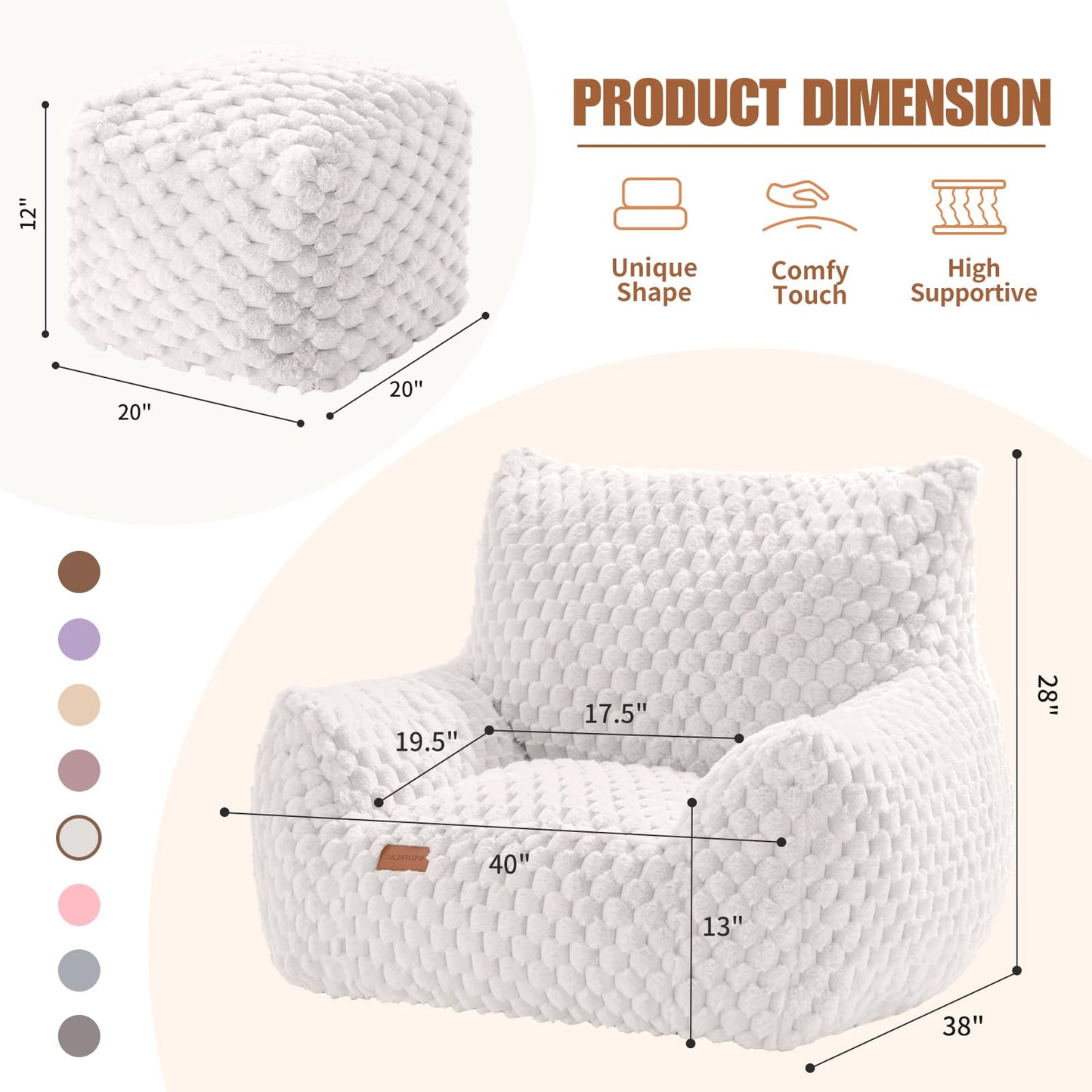 Giant Bean Bag Sofa with Ottoman