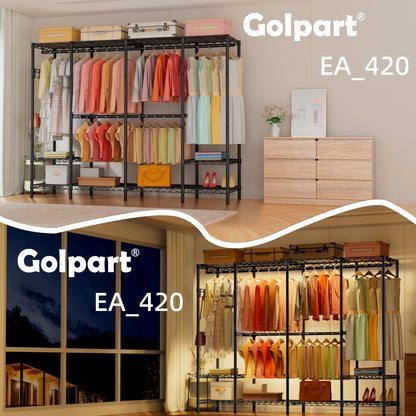Heavy Duty Large Garment Rack with Shelves & Rods