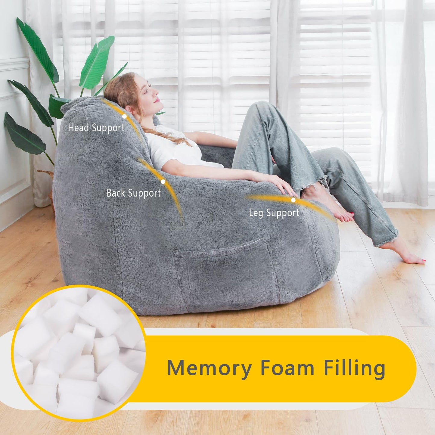 Giant Grey Bean Bag Chair