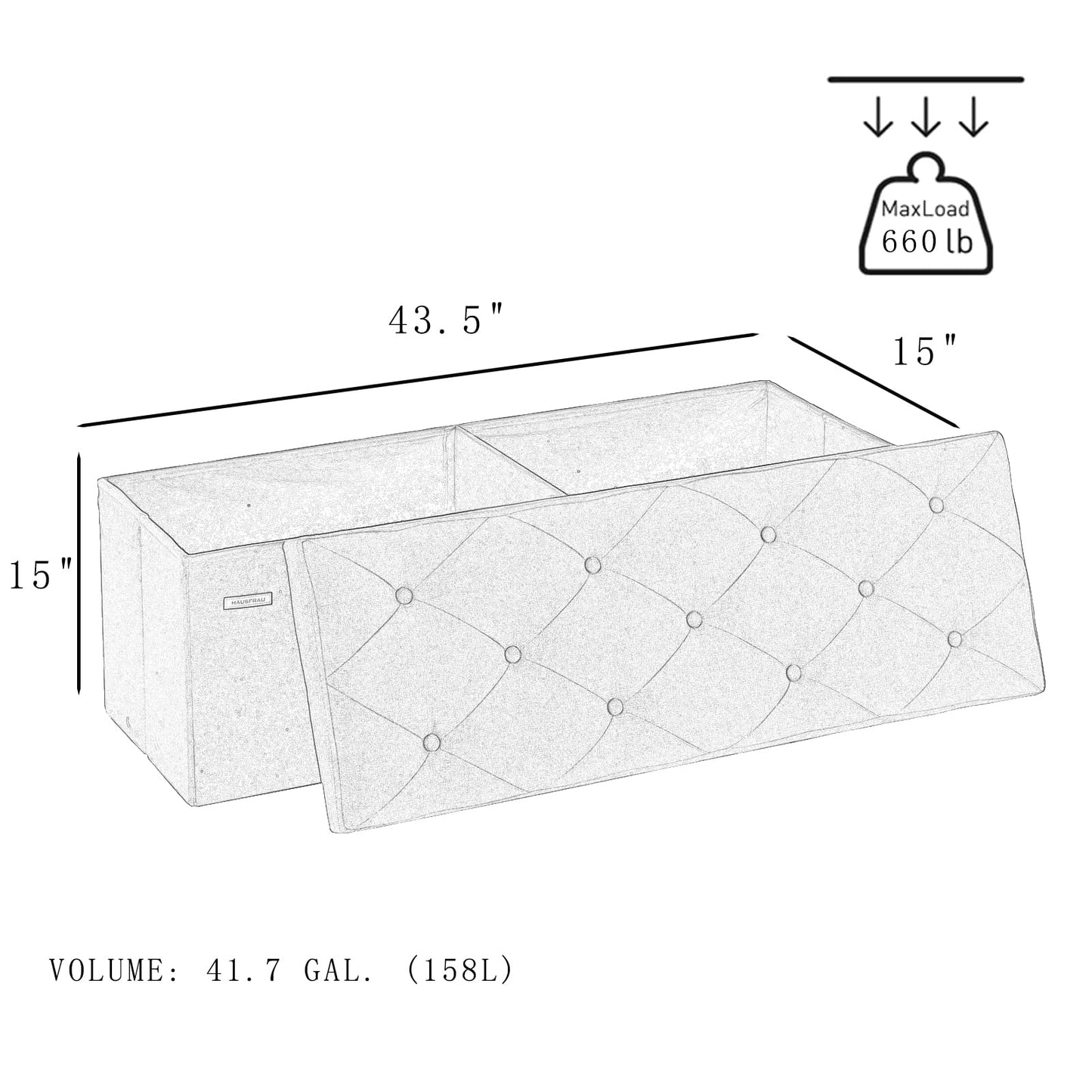 HAUSFRAU 31.5" Storage Ottoman Bench