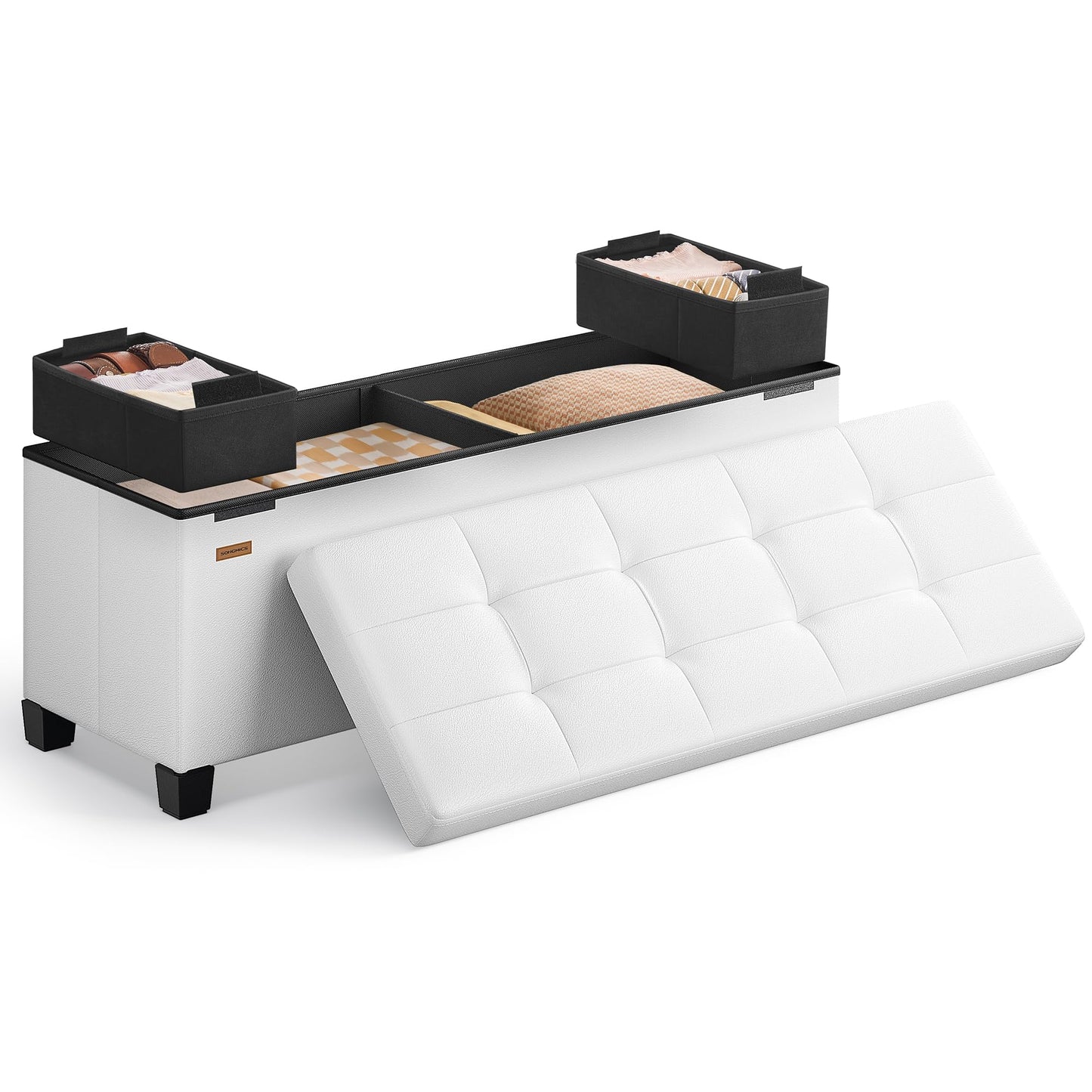 SONGMICS 15"x43"x15.7" Storage Ottoman Bench