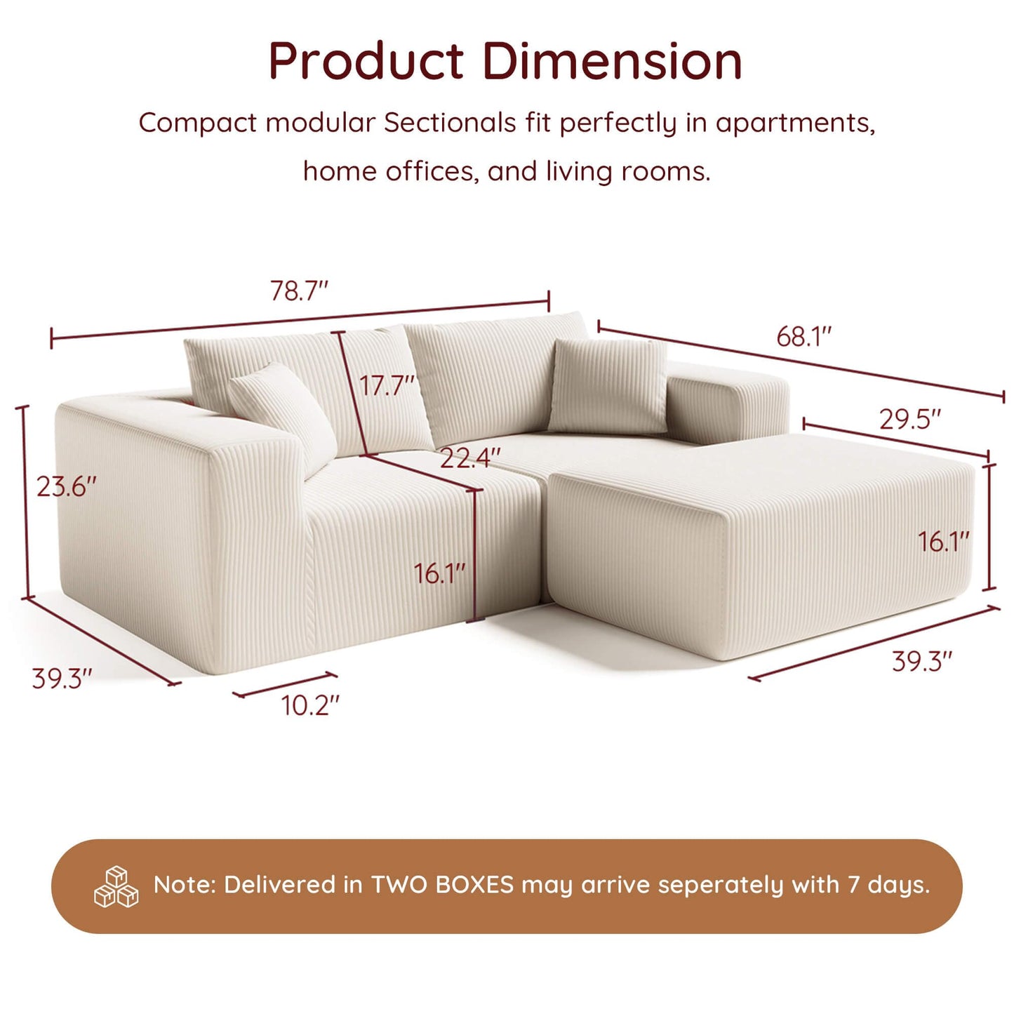 108" L-Shaped Sofa with Ottoman – Beige