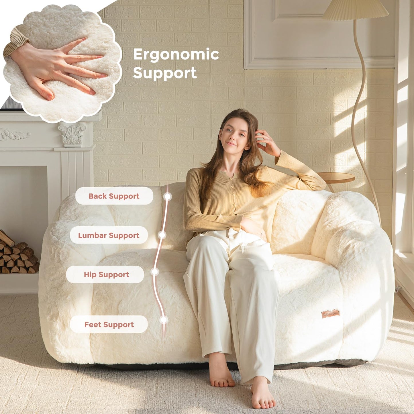 MAXYOYO Floral Bean Bag Chair – Beige