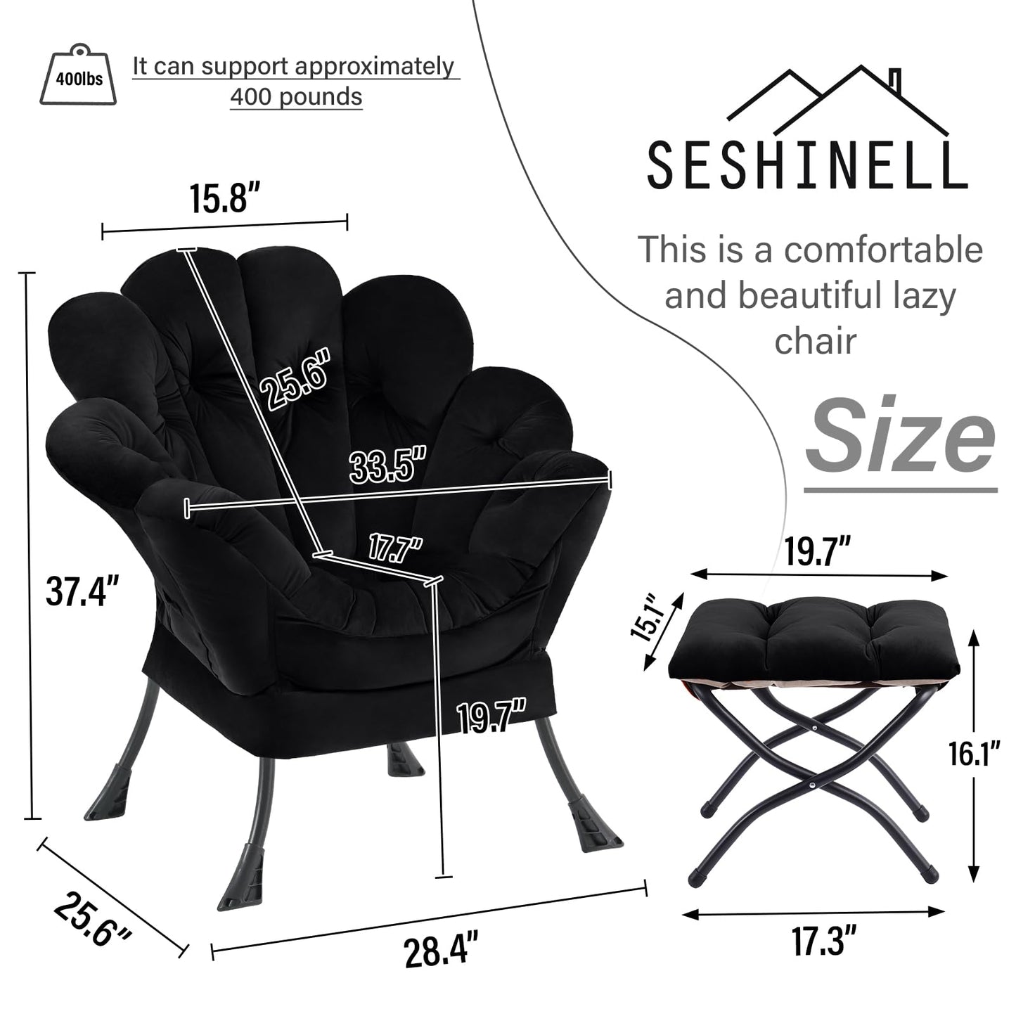 Butterfly Chair with Ottoman – Khaki Velvet