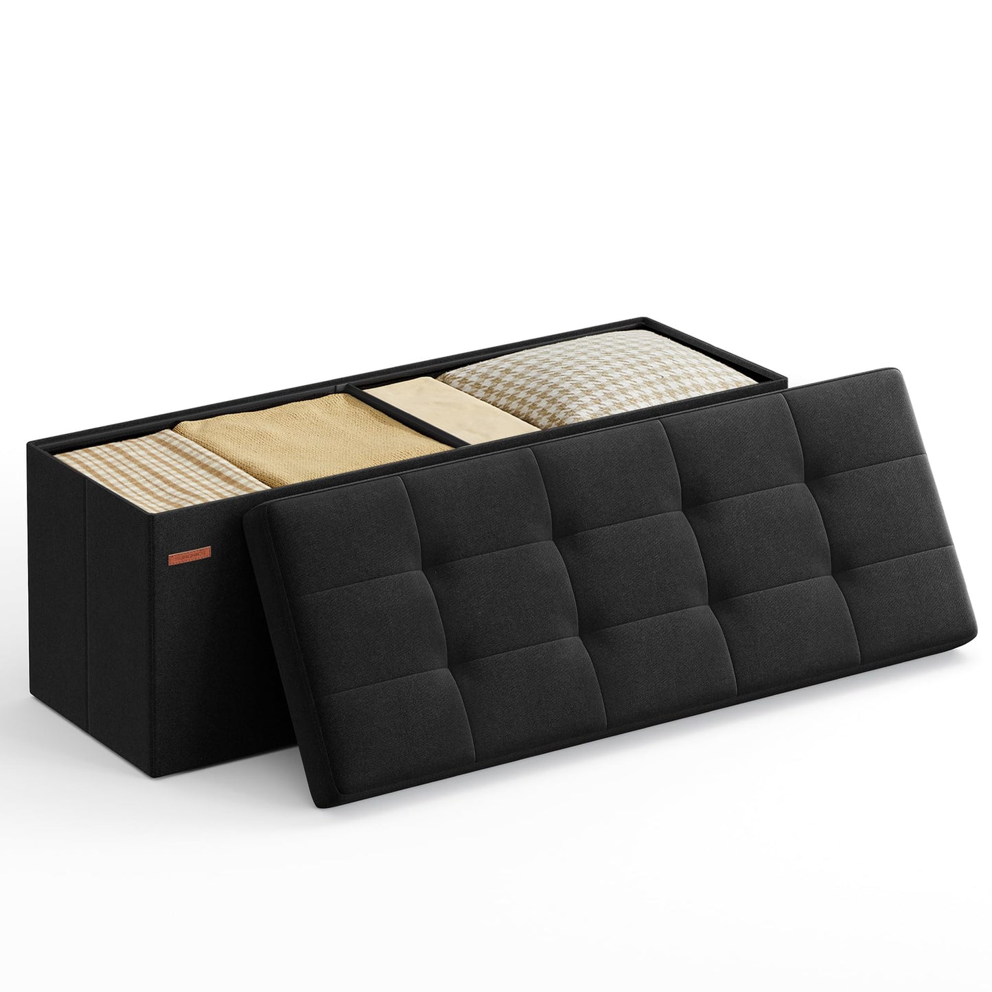 SONGMICS MAZIE 43" Folding Storage Ottoman Bench