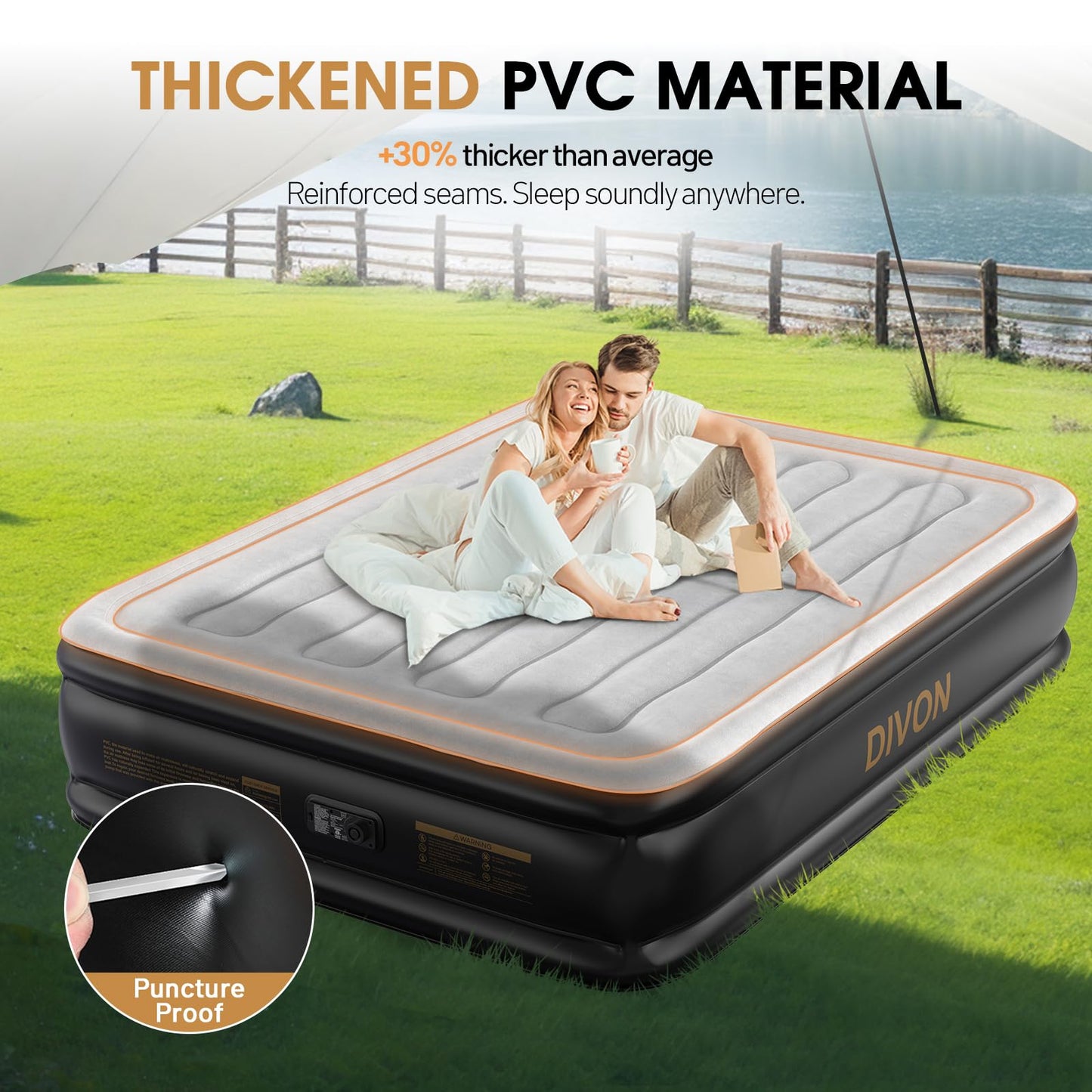 DIVON 18" Queen Air Mattress with Built-In Pump