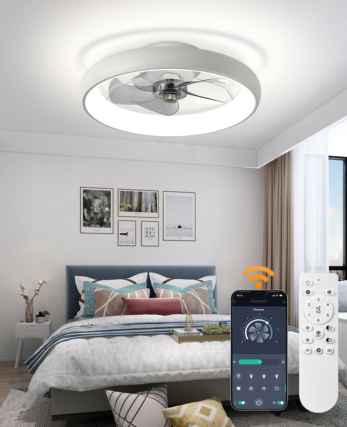 20" Black Ceiling Fan Light