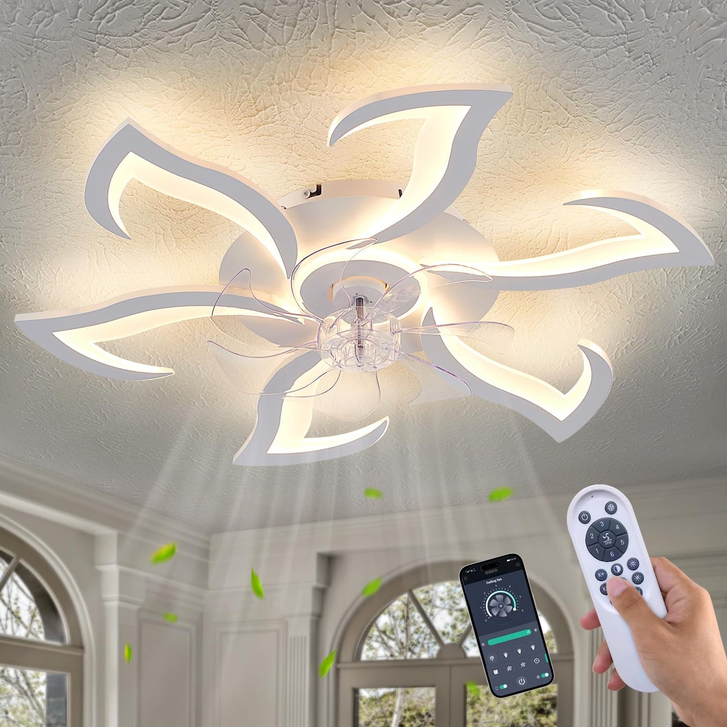 32" Black Ceiling Fan with Light