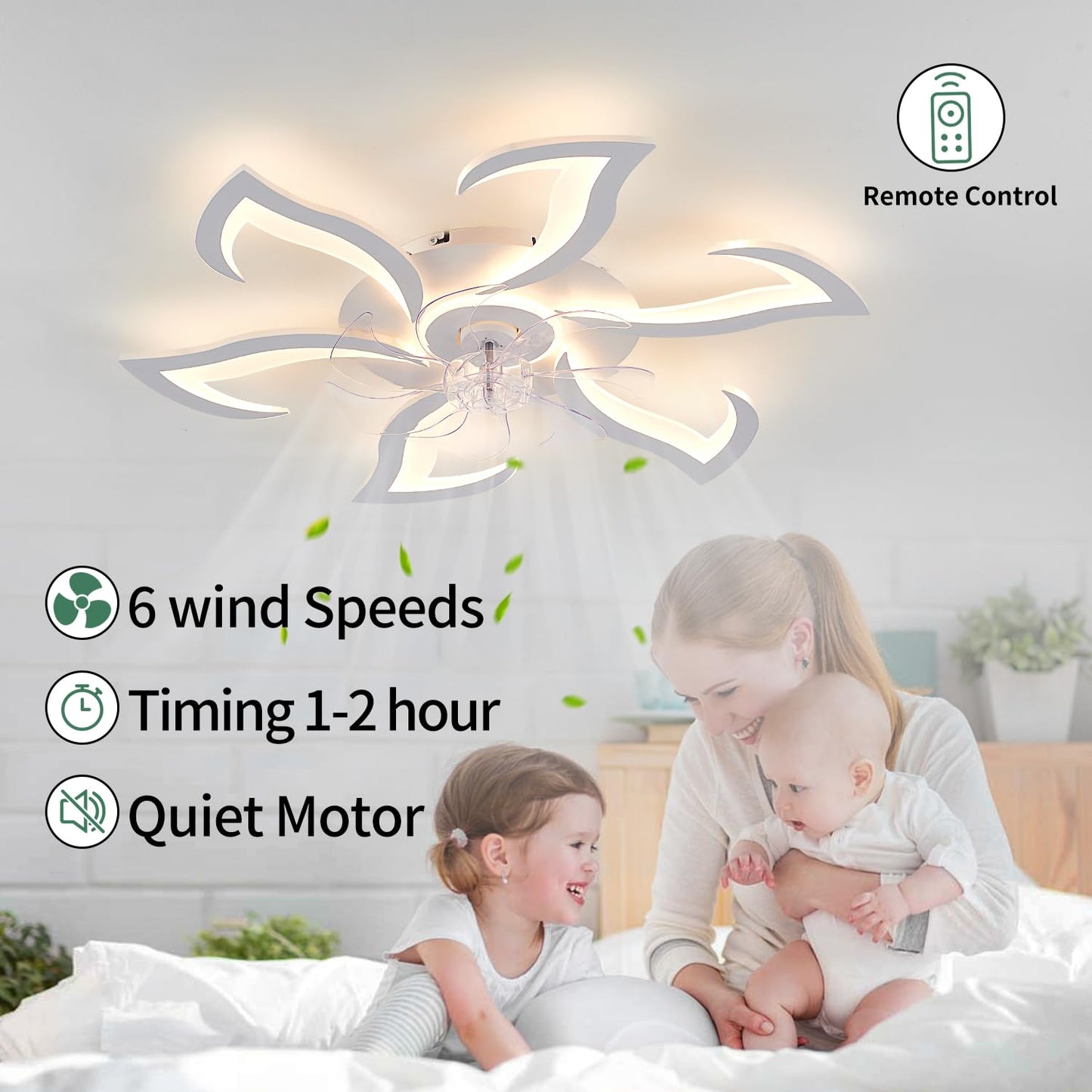 32" Black Ceiling Fan with Light