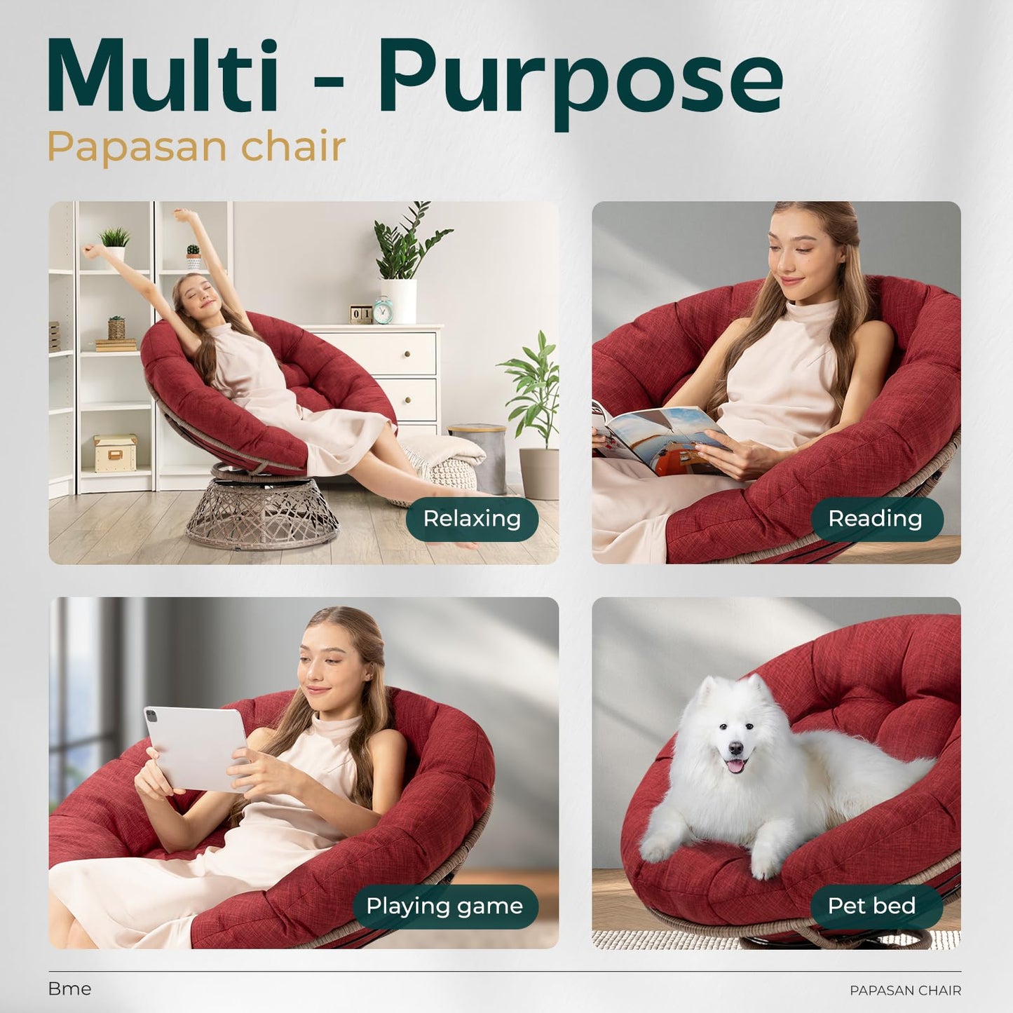 Bme 40" Papasan Swivel Chair
