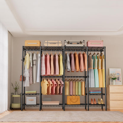Heavy Duty Large Garment Rack with Shelves & Rods
