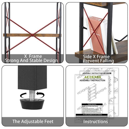 HCHQHS 4-Tier Industrial Bookshelf