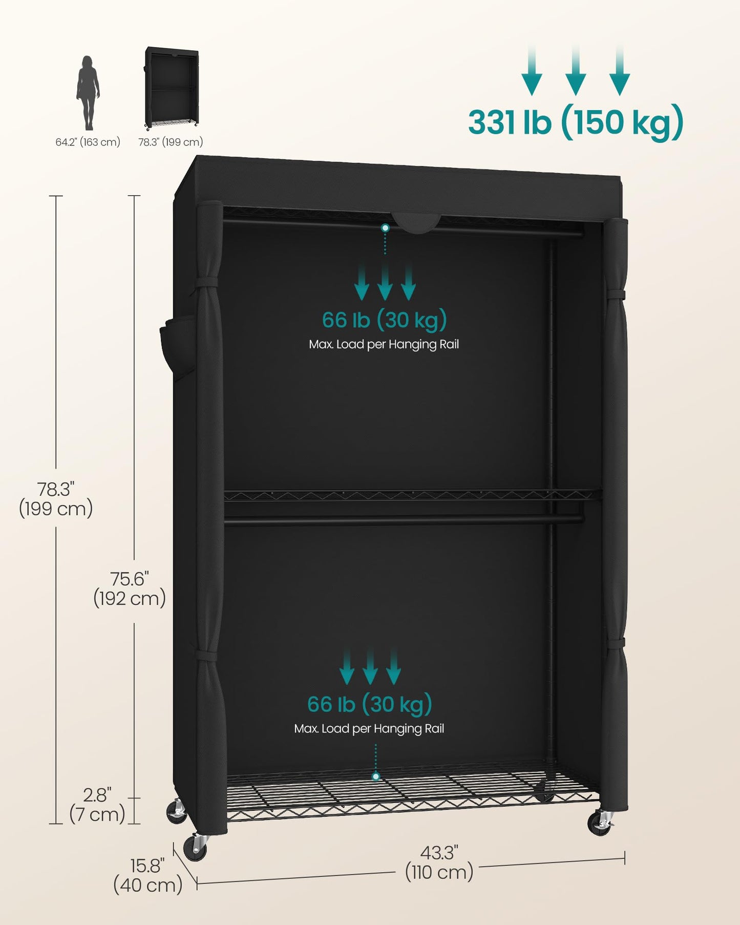 SONGMICS Heavy-Duty Portable Clothes Rack