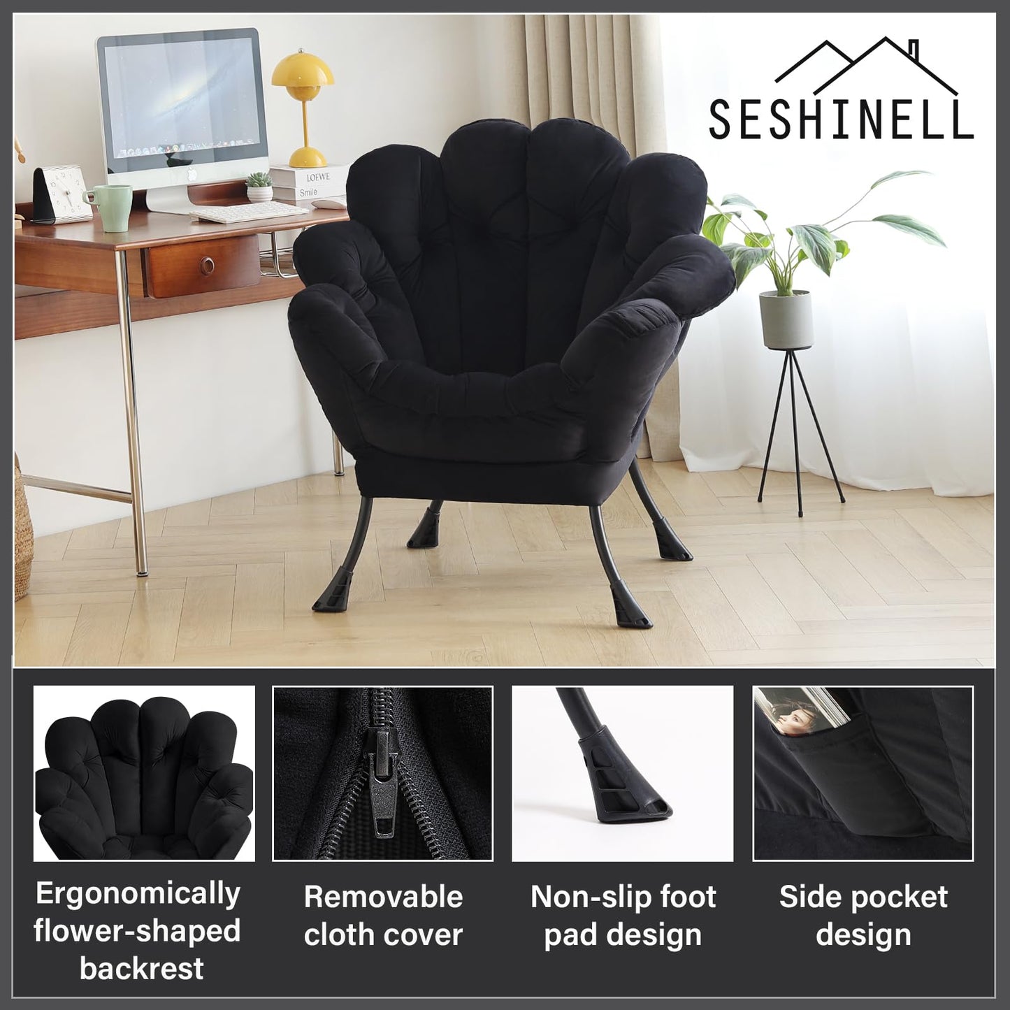 Butterfly Chair with Ottoman – Khaki Velvet