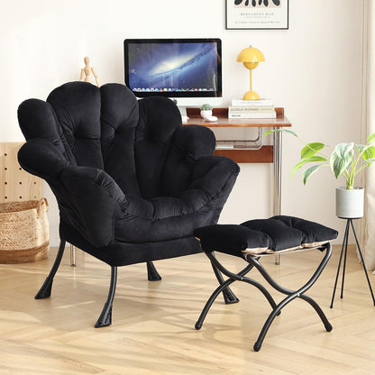 Butterfly Chair with Ottoman – Khaki Velvet