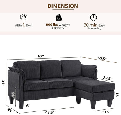 Beige L-Shaped Sofa with Storage