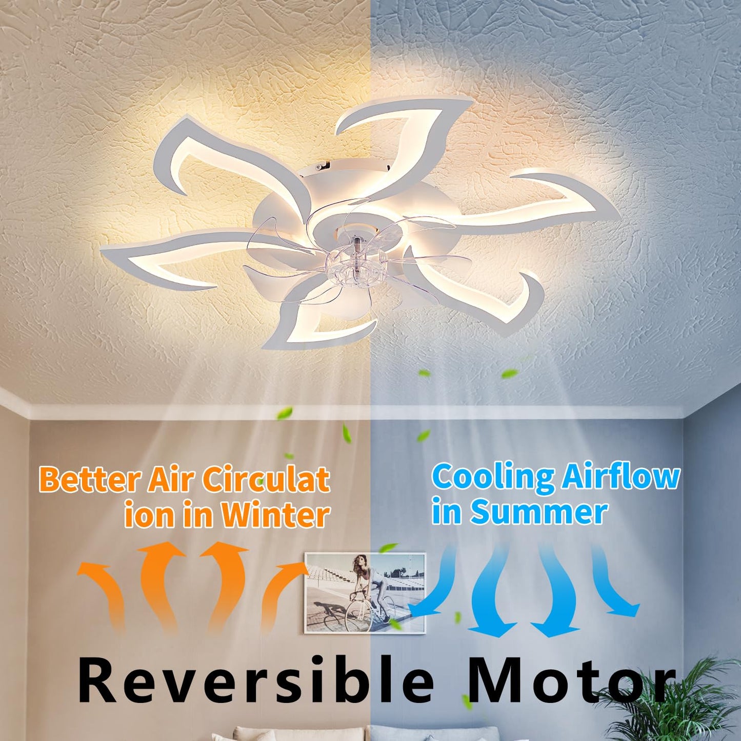32" Black Ceiling Fan with Light
