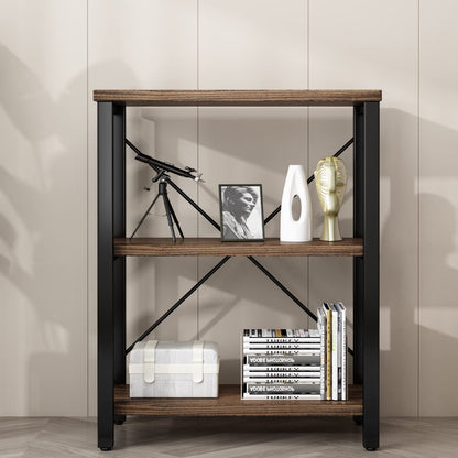 5-Tier Industrial Wood & Metal Bookcase