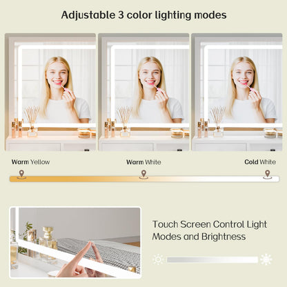 Haewon Vanity Desk Set with Mirror & LED Lights