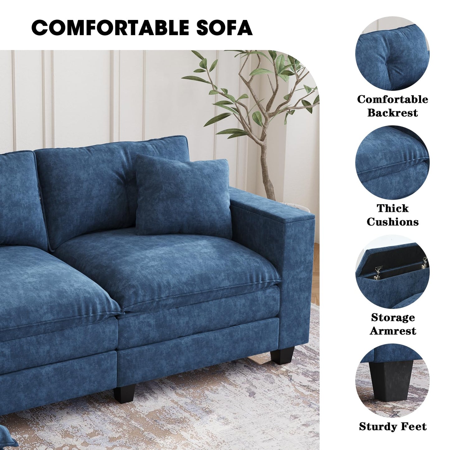 97" 5-Seater Modular Sofa – Beige