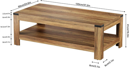 Rustic 47.2" Coffee Table with Storage