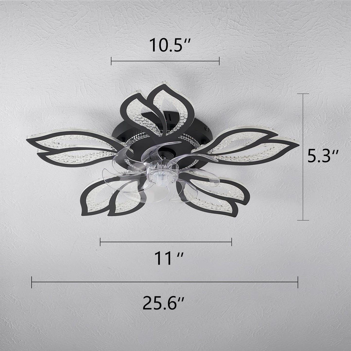 32" Black Ceiling Fan with Light